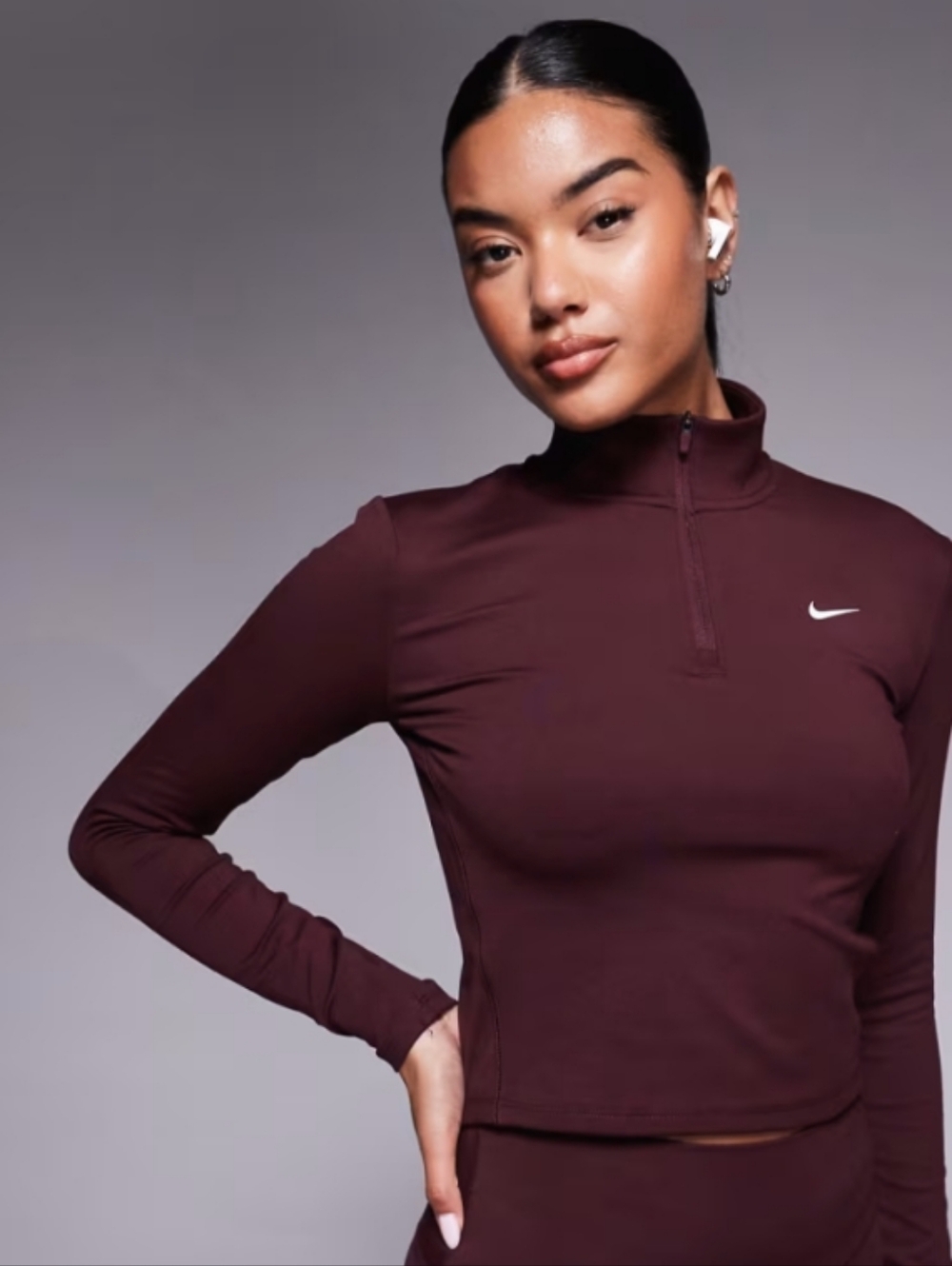 Nike One Women's Maroon Dri-Fit Zip-Up Training Sporty Jacket Size Small